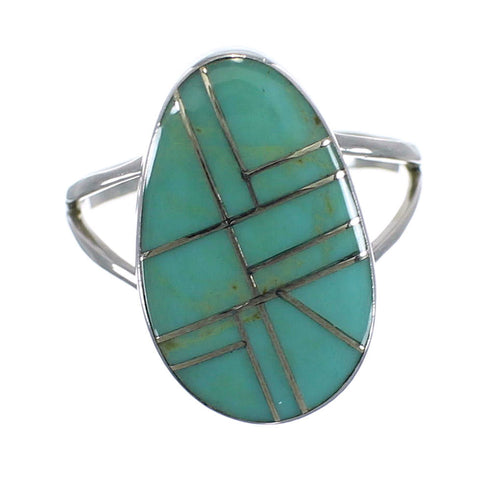 Southwestern Turquoise Authentic Sterling Silver Jewelry Ring Size 6-1/4 AX85933